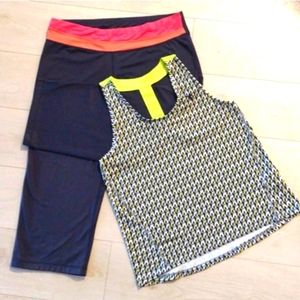 🆕Plus ATHLETIC SET!! SPORT-TEK Crop Pants & Y*A*S SPORT Neon Racer Back Tank!